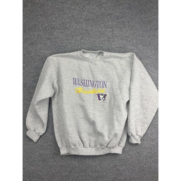 Washington Huskies Sweatshirt Mens Large Gray NCAA Crewneck Discus Athletic - Picture 1 of 8